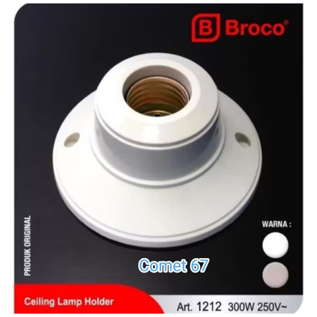 Fitting BROCO / Fitting Bulat BROCO / Rumah Lampu BROCO / FITTING Bulat Putih Plafon BROCO