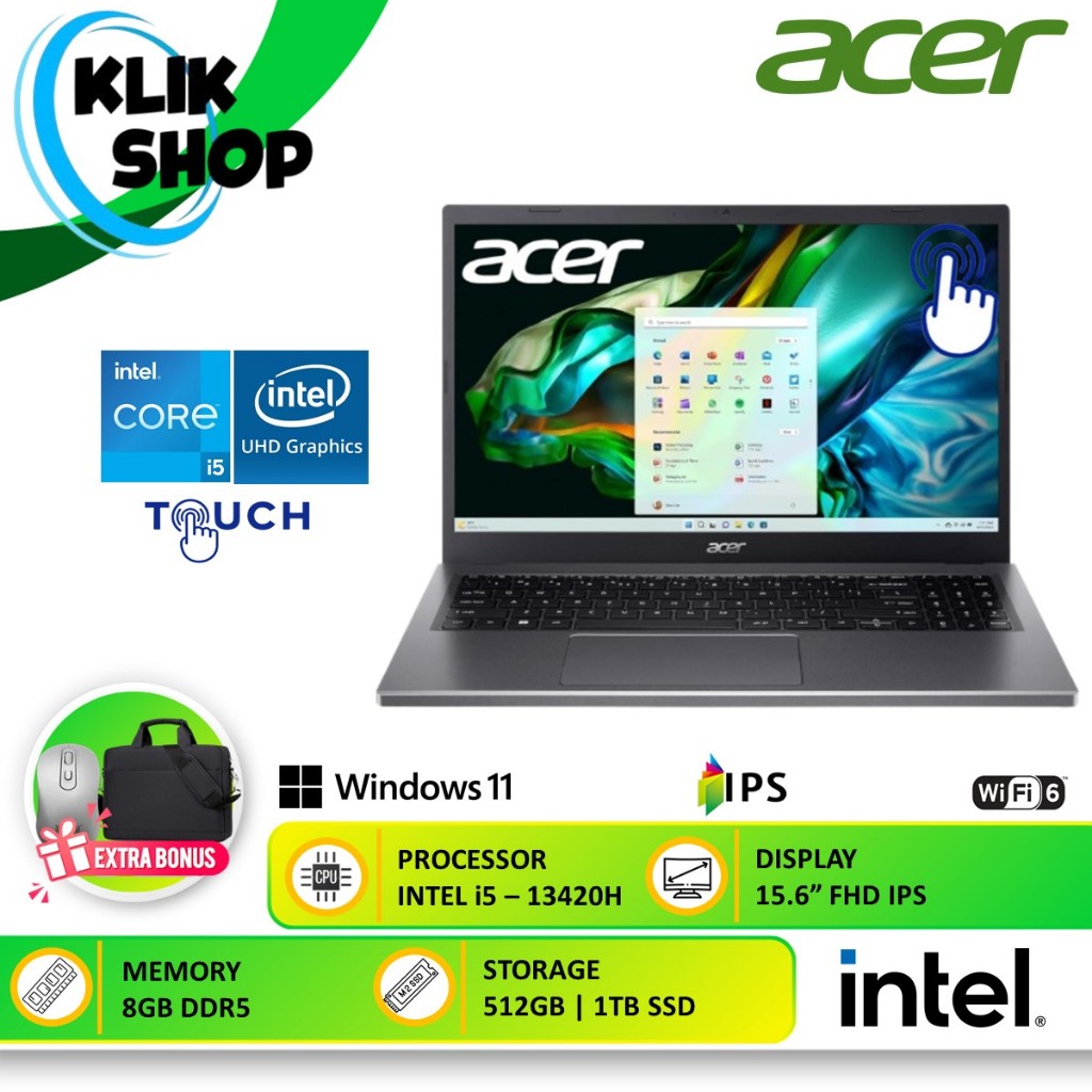 Laptop Acer Aspire 5 15 Intel Core i5 13420H 8GB 1TB FHD IPS Touchscreen Windows 11 Home