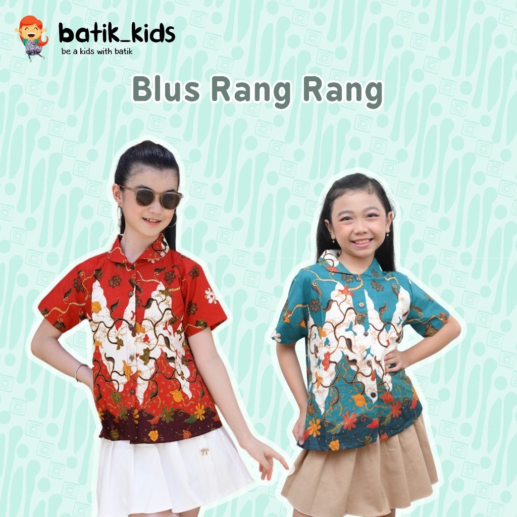 BATIK KIDS Blus Batik Anak Rang Rang Motif Madura Jaya Bahan Primisima Halus Adem