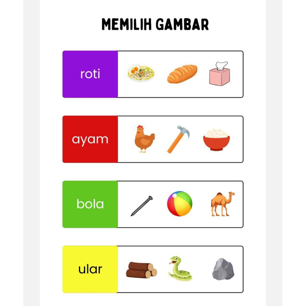 

Worksheet lembar kerja anak tk paud SD belajar memilih gambar - berupa lembaran tanpa staples