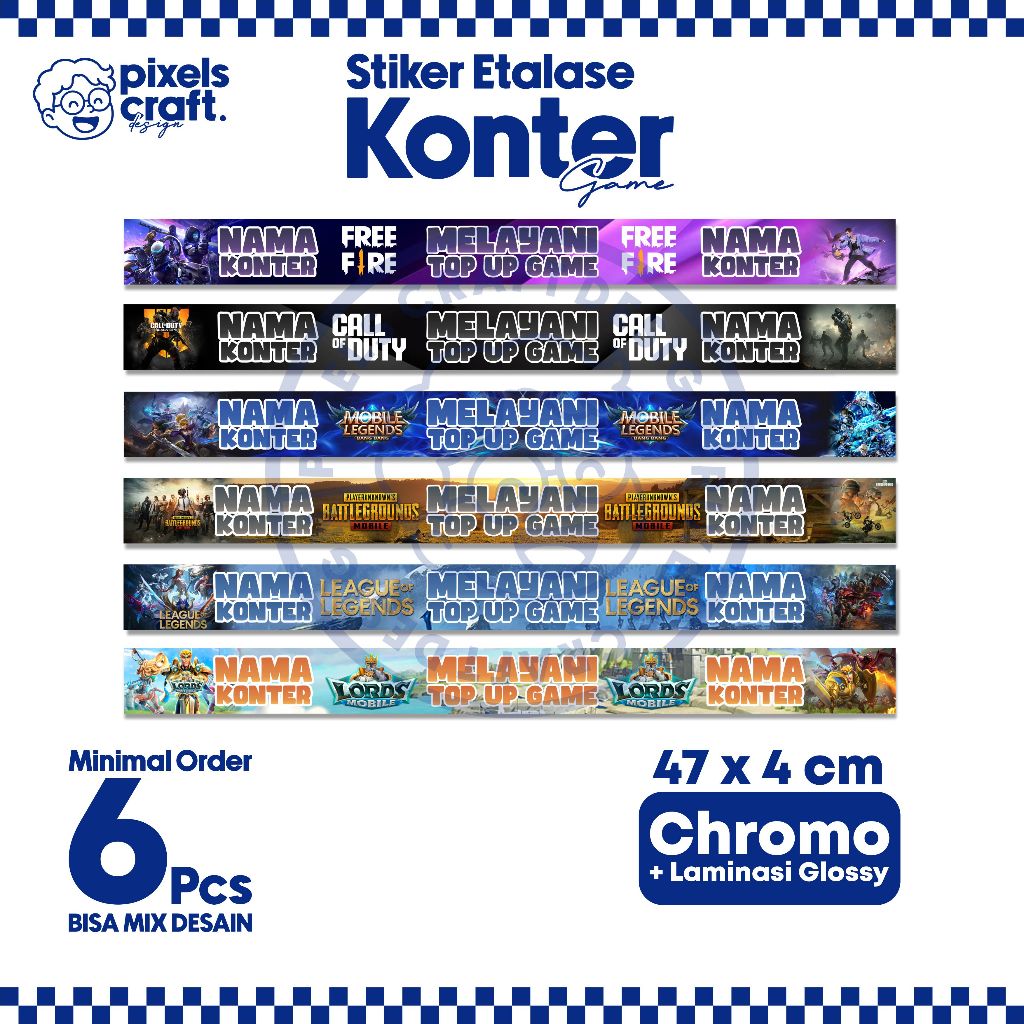 

Stiker Etalase Konter/ Stiker Display Konter/ Stiker 4 CM X 47 CM GAME