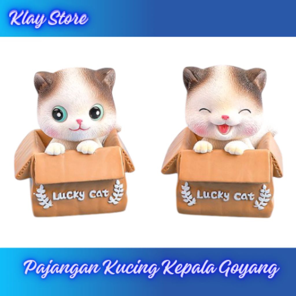 Kucing Dalam Kardus Kepala Goyang Pajangan Dashboard Mobil Mewah Keren Lucu Kucing Kepala Goyang - L