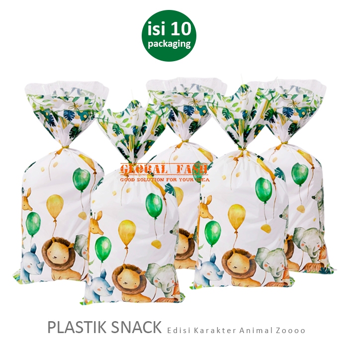 plastik snack Animal / plastik bingkisan snack ulang tahun tema hewan / plastic snack tema animal