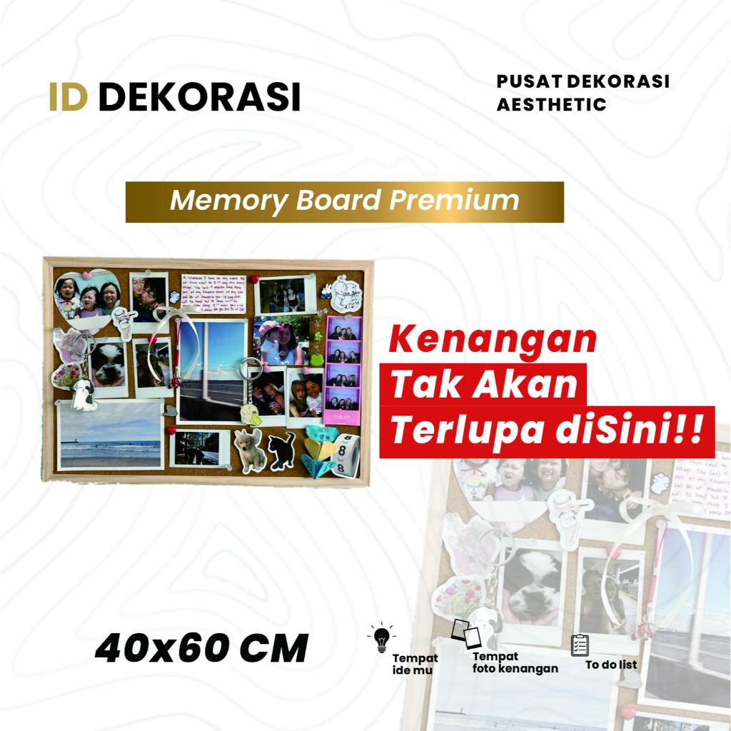 

Message Board 40x60cm / Cork Board / Mading Kamar / Pin Board / Board Send Sticker and Accessories / Decorative Board with Frame