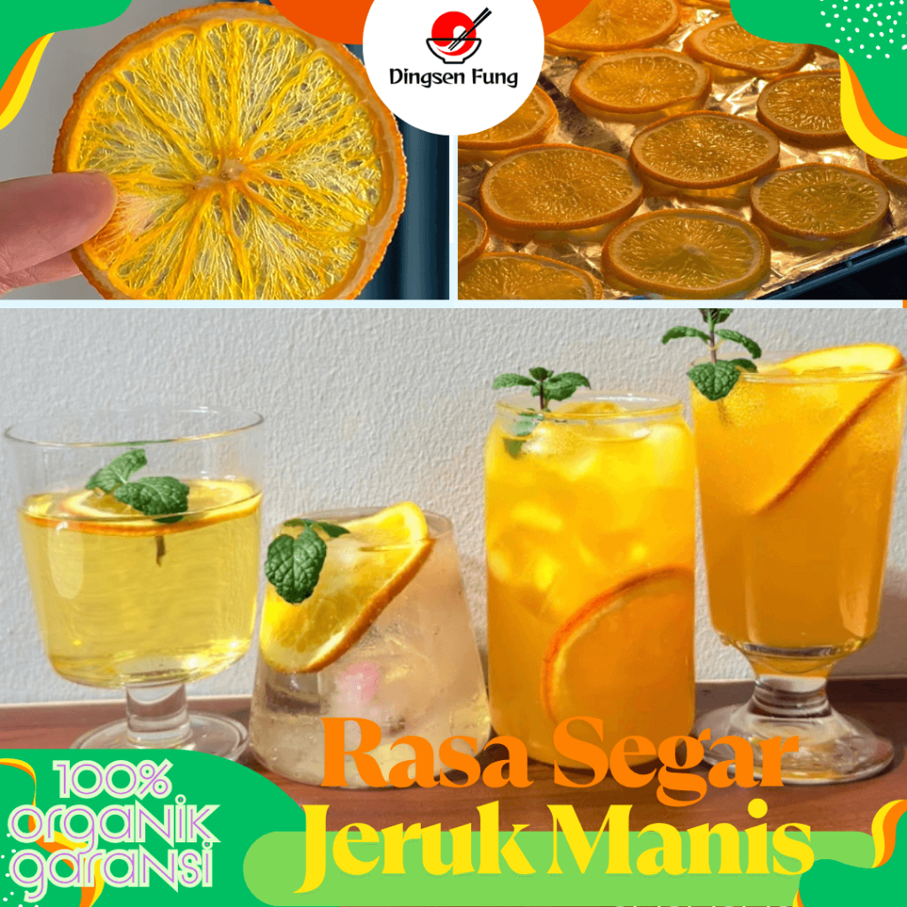 

Jeruk Manis Kering Premium Irisan Orange Infused Water Garnish Alami Mimuman Teh Soda Cocktail