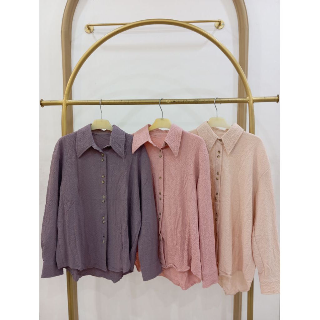 Kemeja Crinkle wanita | Atasan kemeja crinkle