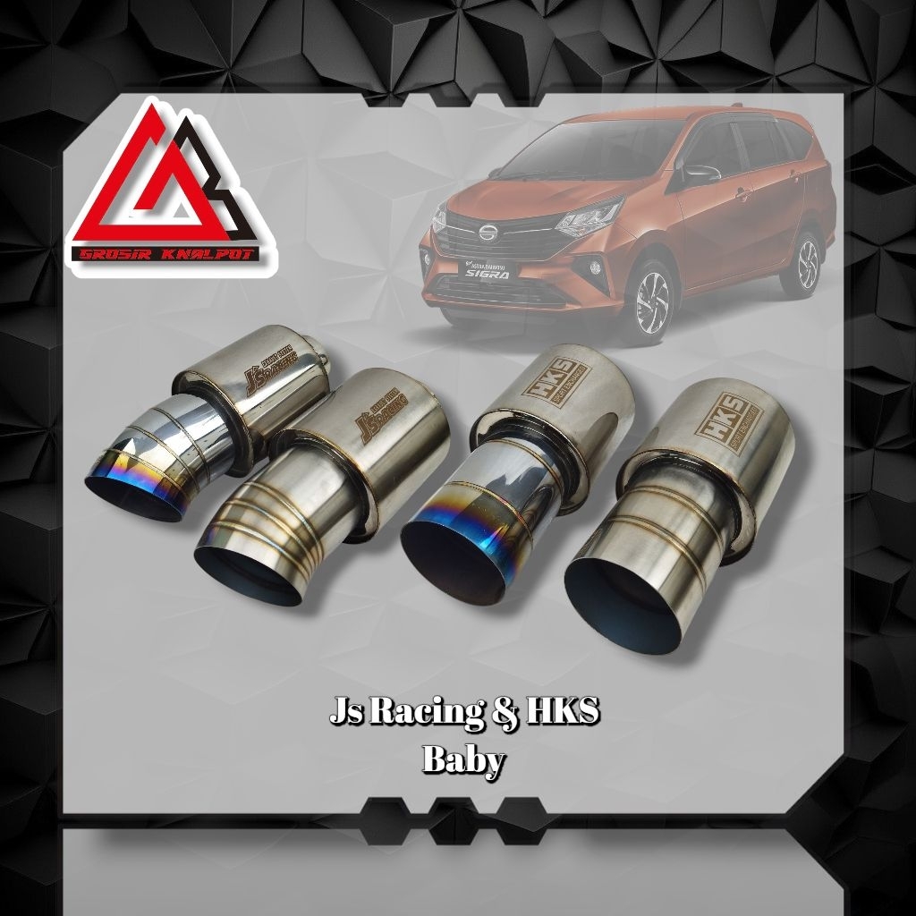 SET Knalpot HKS & Js Racing ukuran mini knalpot mobil baby full stainless suara kering gahar