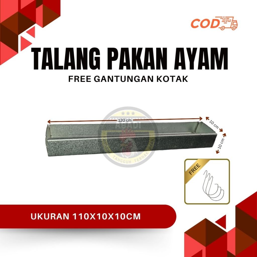 Talang Pakan Ayam Galvalum Anti Karat | Free Gratis Gantungan Kotak - Tersedia Bebagai Ukuran
