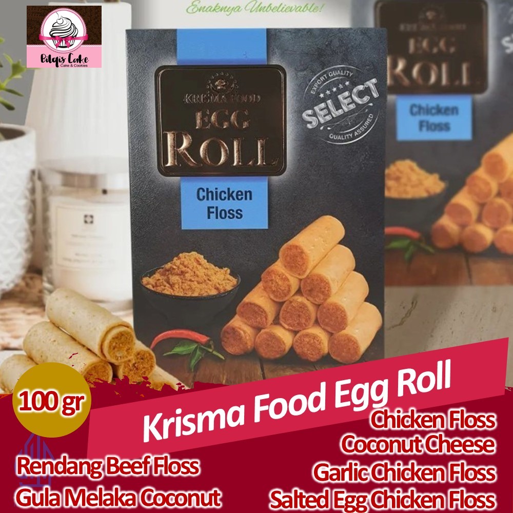 

Krisma Food Egg Roll 100 Gram Rasa Coconut Cheese Gula Melaka Salted Egg Rendang Garlic Chicken Floss