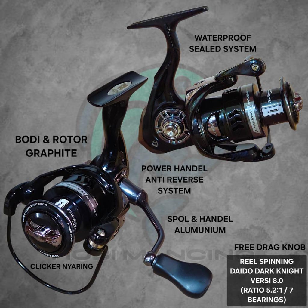 Reel Spinning Daido Dark Knight Versi 8.0 (5.2:1 / 7 Ball Bearing) / Reel Pancing Daido DarkKnight V
