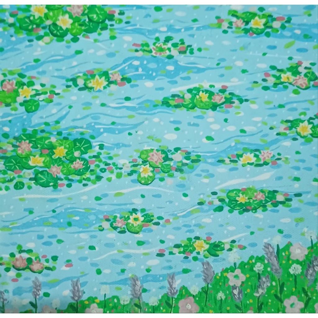 

lukisan acrylic daun tertai