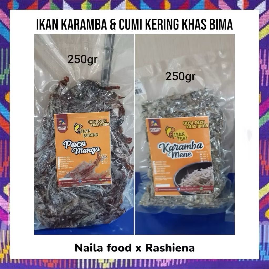 

Aneka ikan teri kering & cumi kering asli khas bima Diolah dari ikan & cumi pilihan. Kemasan rapi & aman