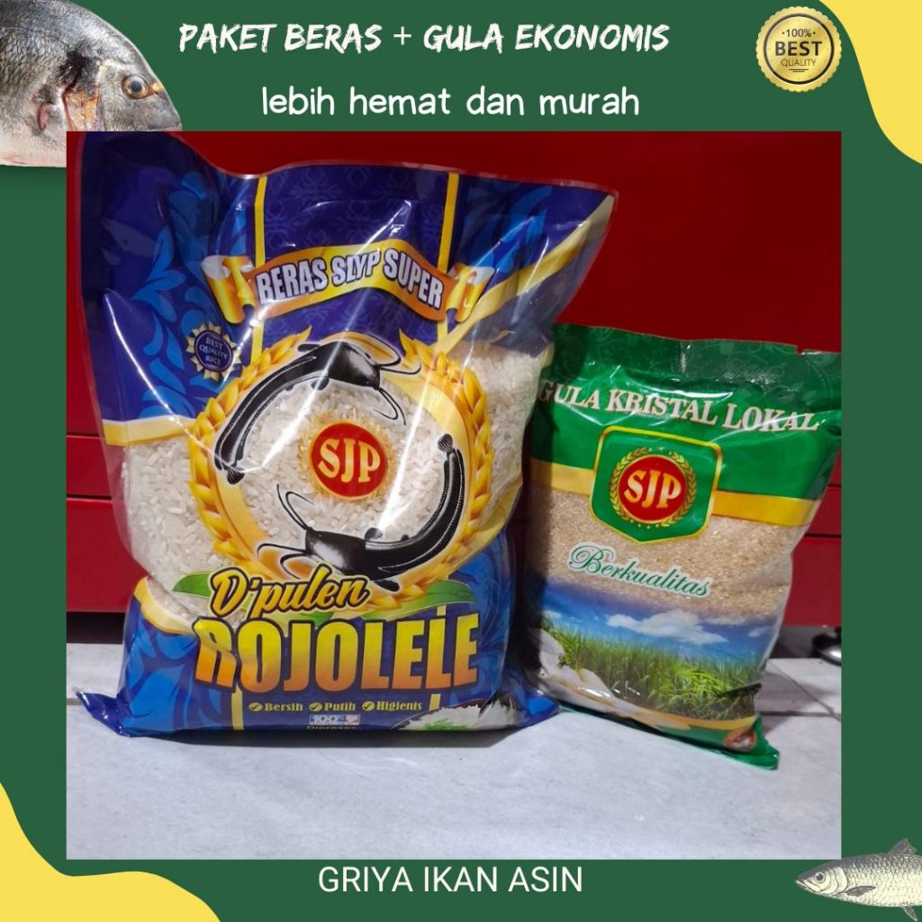 

PROMO paket hemat beras raja lele 1 kg free gula kristal kemasan 500g / paket beras + gula murah