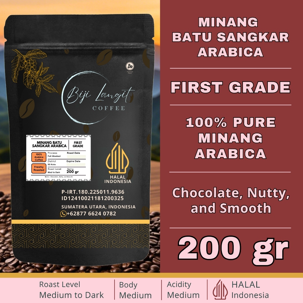 

200-gram-Biji-Kopi-Minang-50 Kota-Arabica-Grade-1-100%-Pure-Arabica-Coffee-Bean