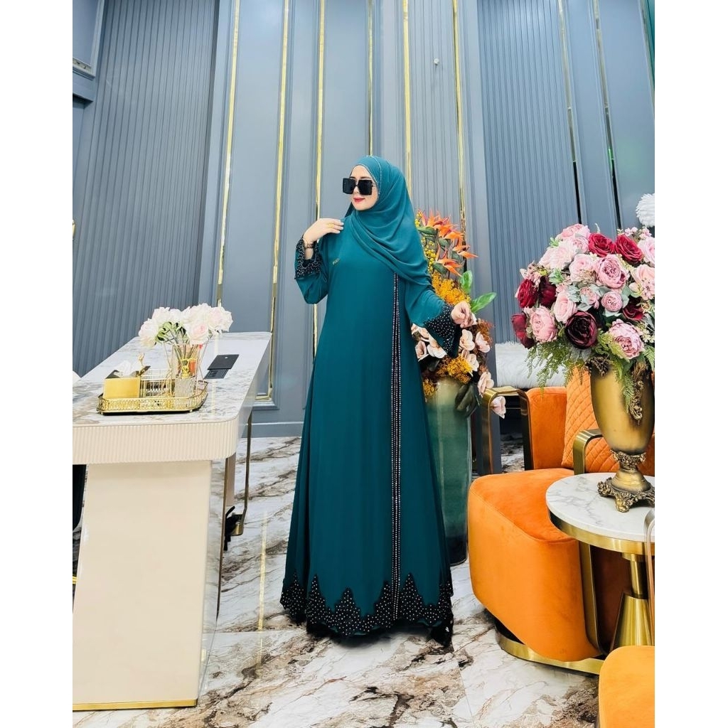 {{BISA COD}} READY GAMIS ARAFAH SET HIJAB  PREMIUM} abaya motif renda dan PAYET}gamis abaya MEWAh