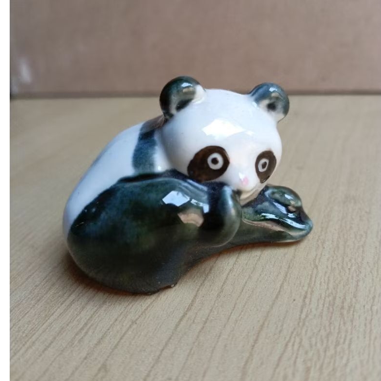 patung panda keramik porselin antik jadul vintage
