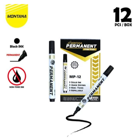 

TSN SPIDOL HITAM PERMANEN MONTANA MP12 BISA ISI ULANG HARGA PER 1PCS