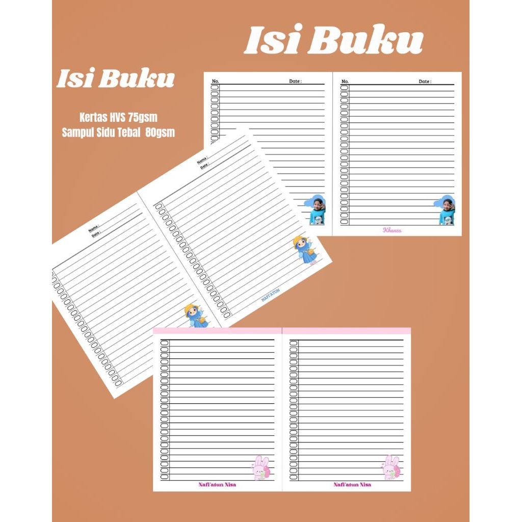 

Buku tulis custom isi 58 lembar ukuran F4 dan A5