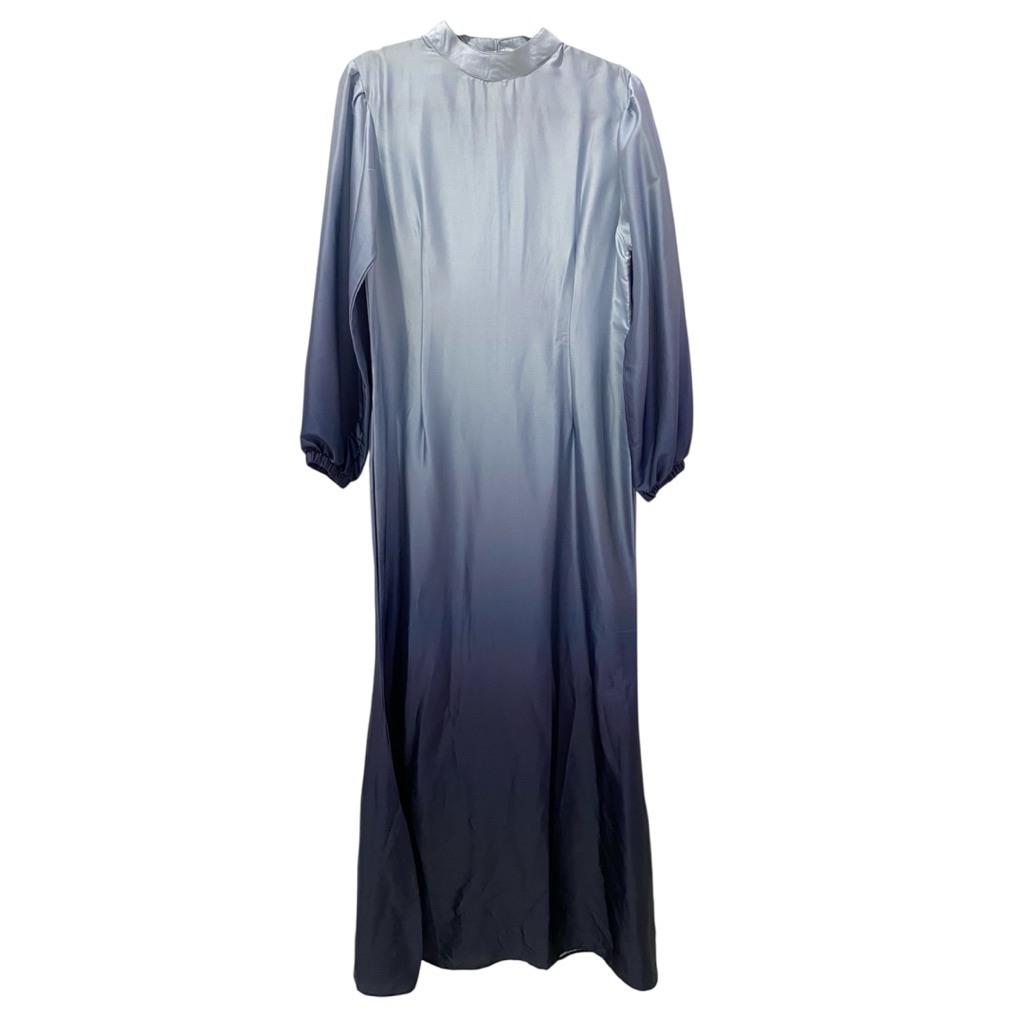 Dress Long Bridesmaid Undangan Satin Silky Soft Gradasi Blue Sky