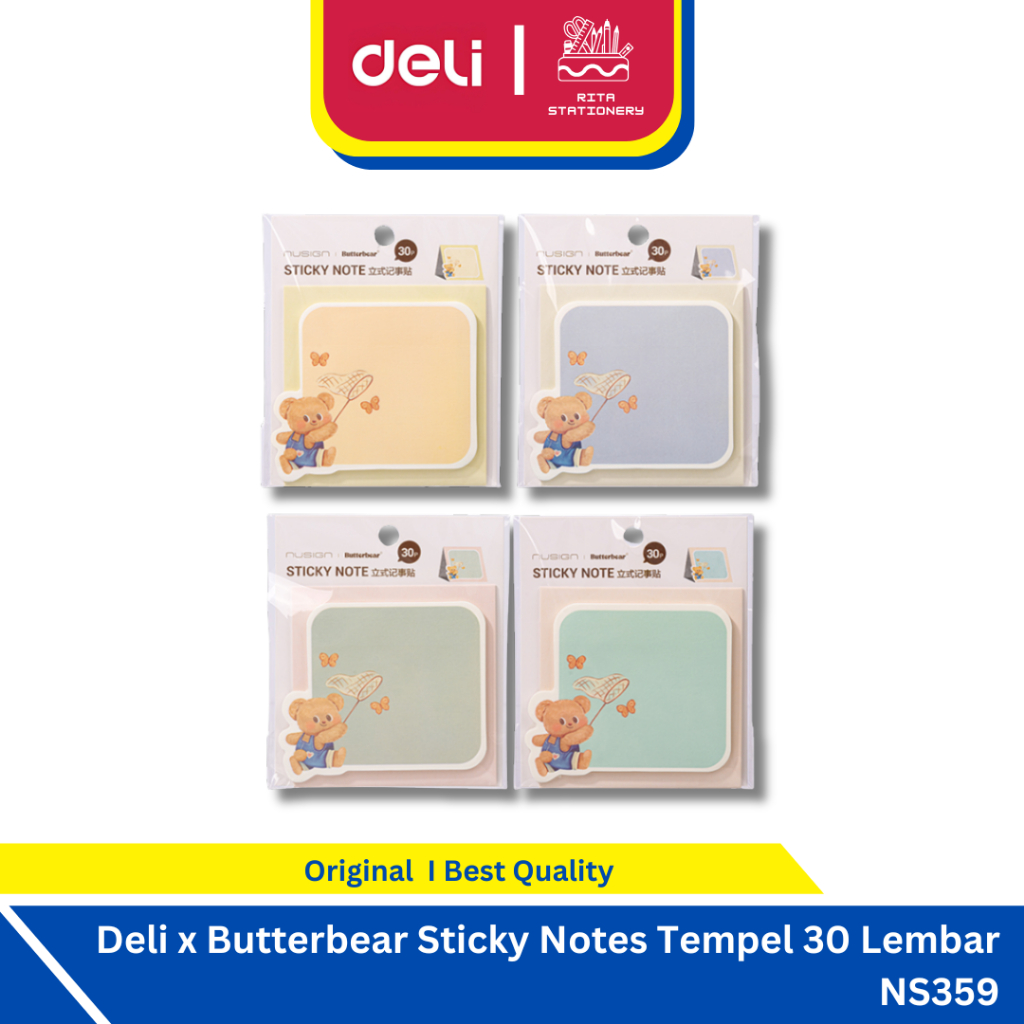 

Deli x Butterbear Sticky Notes / Catatan Tempel 30 Lembar Daya Rekat Baik NS359