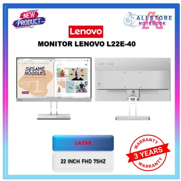 Monitor LENOVO L22E-40 22 INCH VA FHD 1080P 4MS 75HZ 3Y (BUNDLE PC DESKTOP)