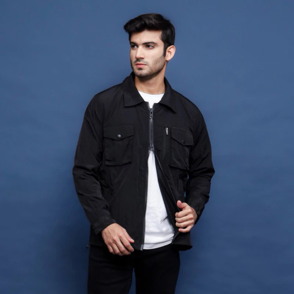 Overshirt Jacket - Buckingham Black Solid Overshirt Jacket Black
