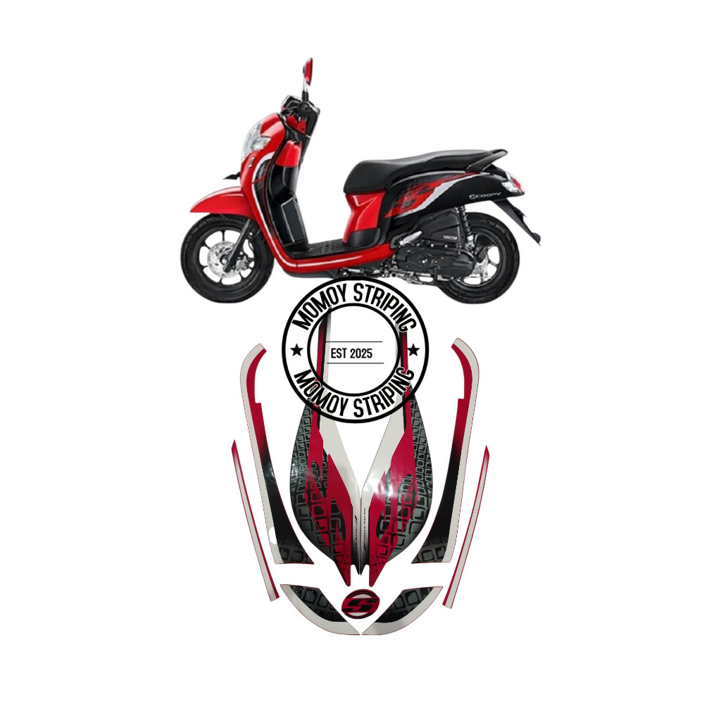 STIKER STRIPING SCOOPY FI 2019 MERAH