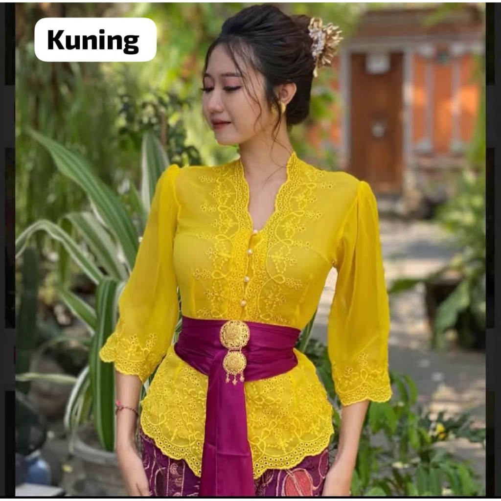 kebaya jadi bordir Bali motif terbaru lengan lonceng