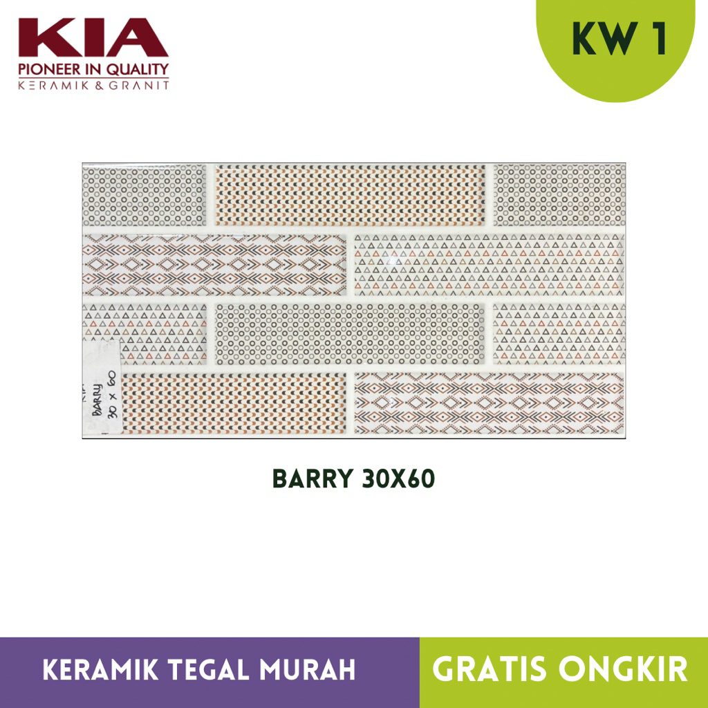 Keramik Dinding Motif Bata Batik 30x60 Barry KIA KW1