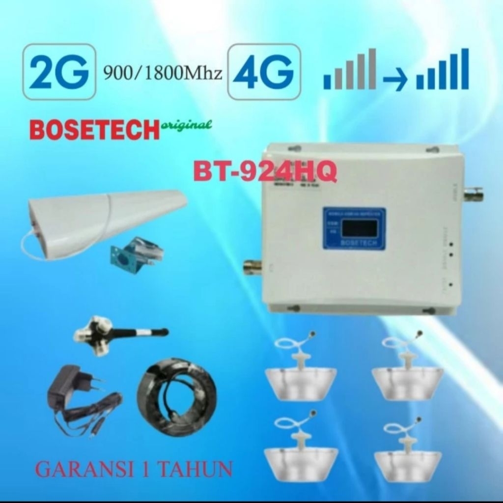 BOSETECH BT-924HQ Repeater GSM 4 Way Penguat Sinyal Hp LTE 4G 2G Signal Booster Antena Log Periodik 