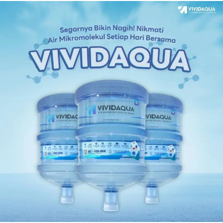 

Galon+Air Vividaqua Isi 19 L Air Minum Mikro Molekul Dengan TDS Kurang Dari 3 PPM Dan pH 7~8