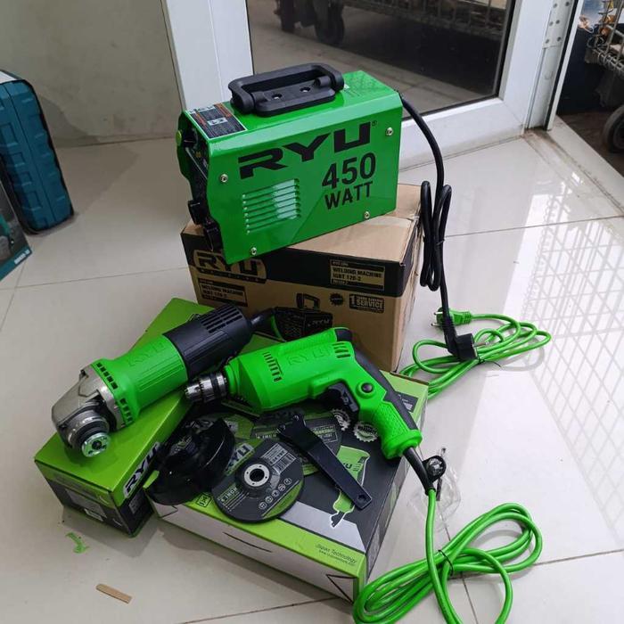 MESIN LAS RYU 450WAT + MESIN GERINDA RYU Mesin Las Listrik Inventer MMA/MIG 450 Watt / Mesin las / M