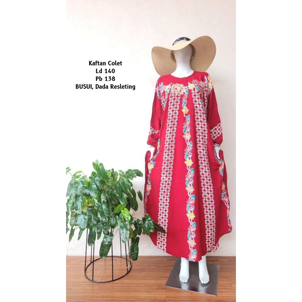 KAWUNG ENCIM Kaftan Batik Colet Ld 140 Pb 138 Rayon Premium Terbaru Jumbo Busui Resleting Depan Home