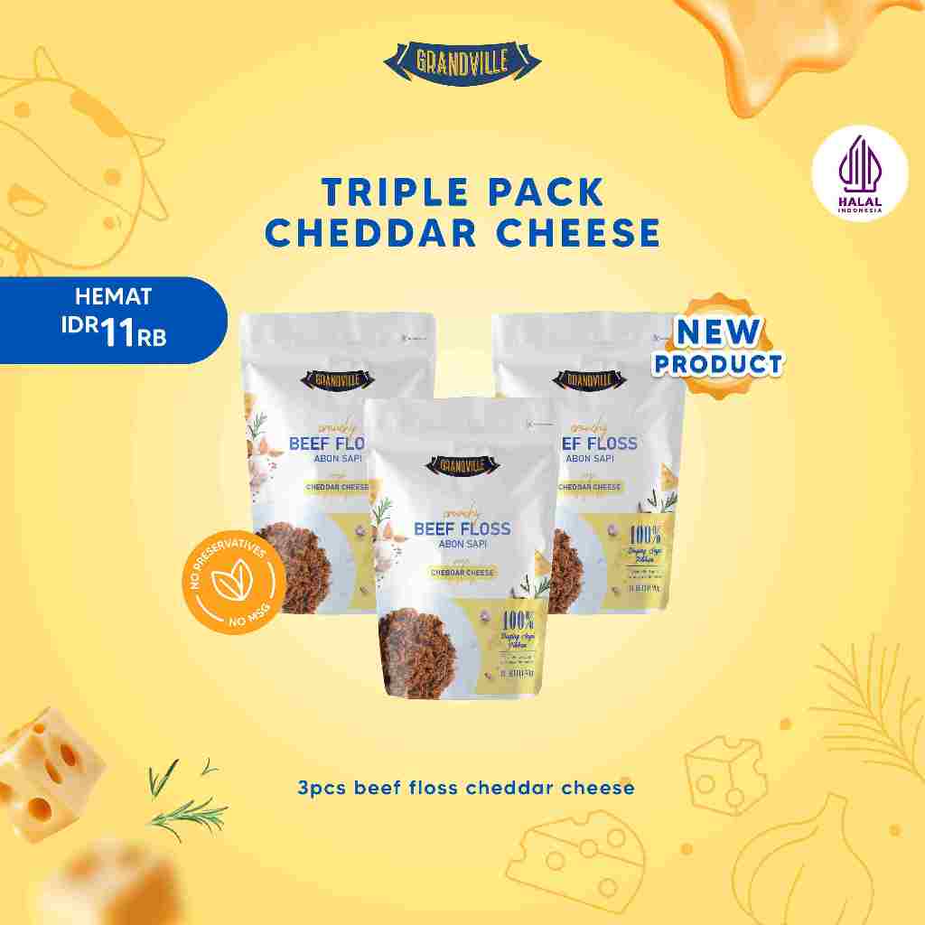 

NEW PRODUCT GRANDVILLE ABON SAPI CHEDDAR CHEESE CRUNCHY TRIPLE PACK DEWI1452