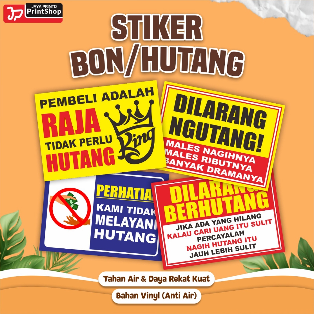 

Stiker Tema Bon / Hutang Lucu Tegas Anti Kredit Tahan Air_STICKER