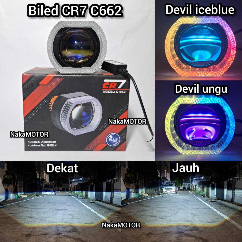 CR7 Lampu Utama C662 Original Shroud Akrilic RGB App Plus Devil Eye Blue Lens