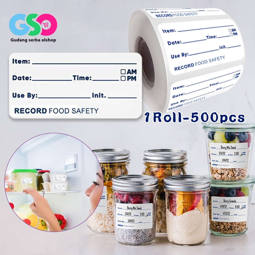 

500pcs Food Label Waterproof Stiker Tanggal Kadaluwarsa Label Penyimpanan Makanan Label Tanggal Isi