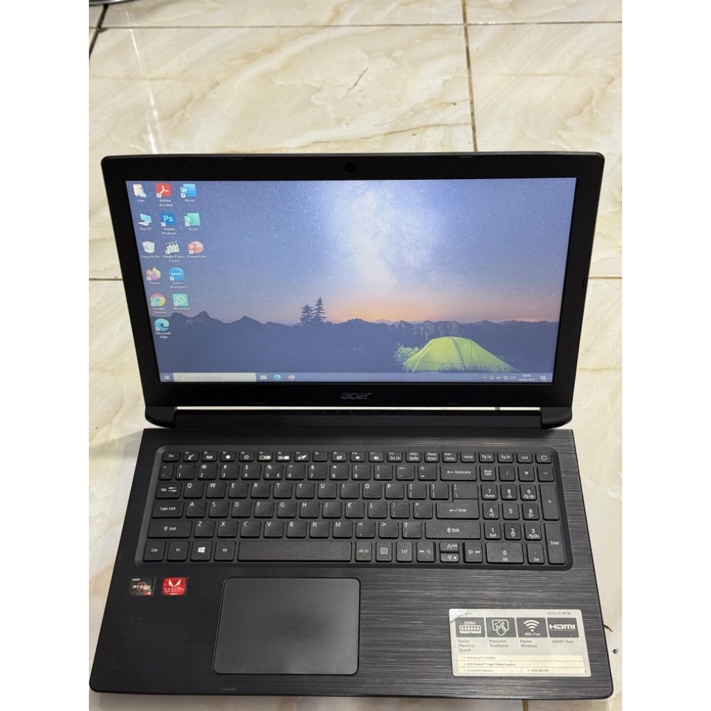 46. LAPTOP ACER ASPIRE 3 A315-41 AMD RYZEN 5 3500U RAM 8GB/HDD 1TB Second unit plus charger