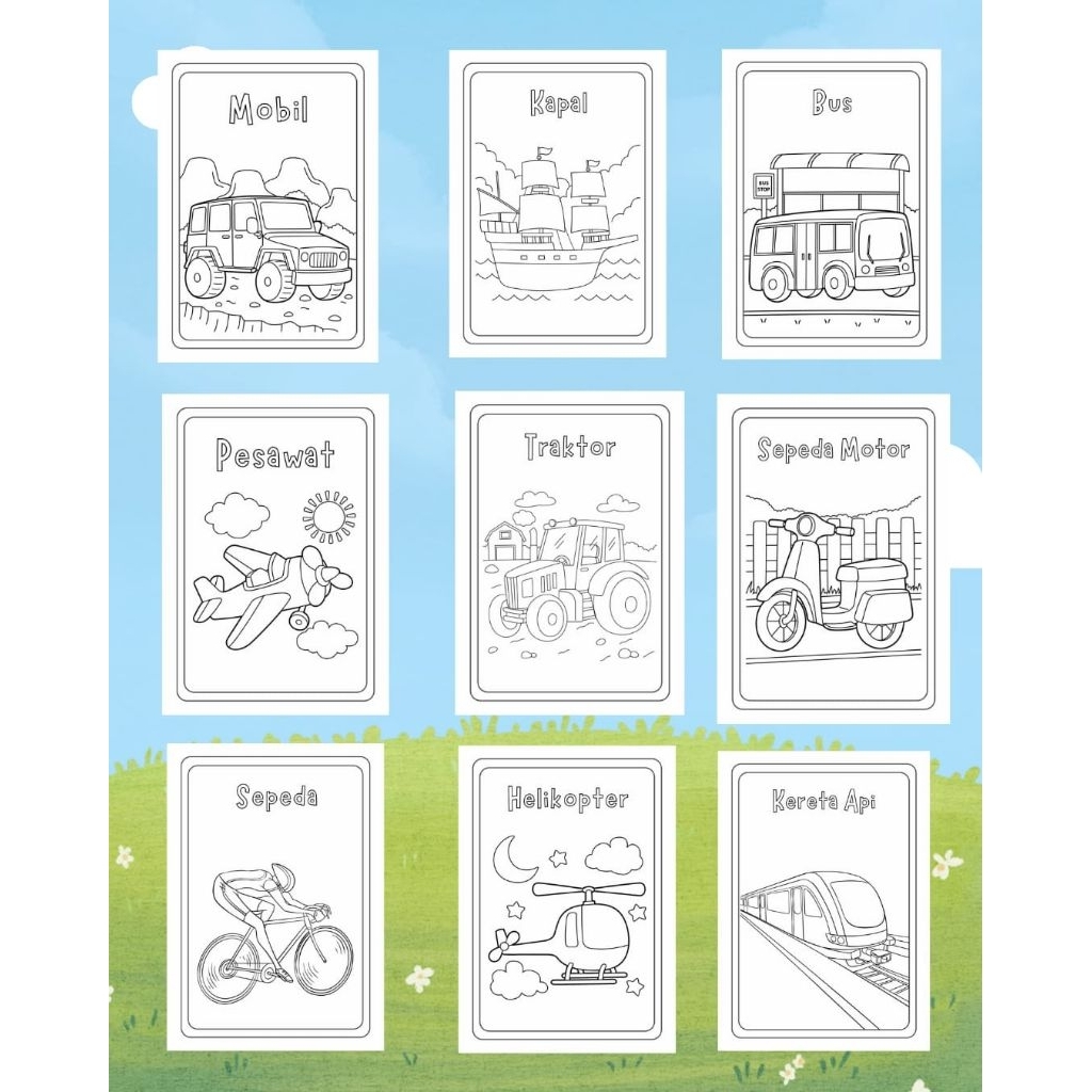 

Lembar Mewarnai anak Paud/ Tk/ Sd, 12 Lembar