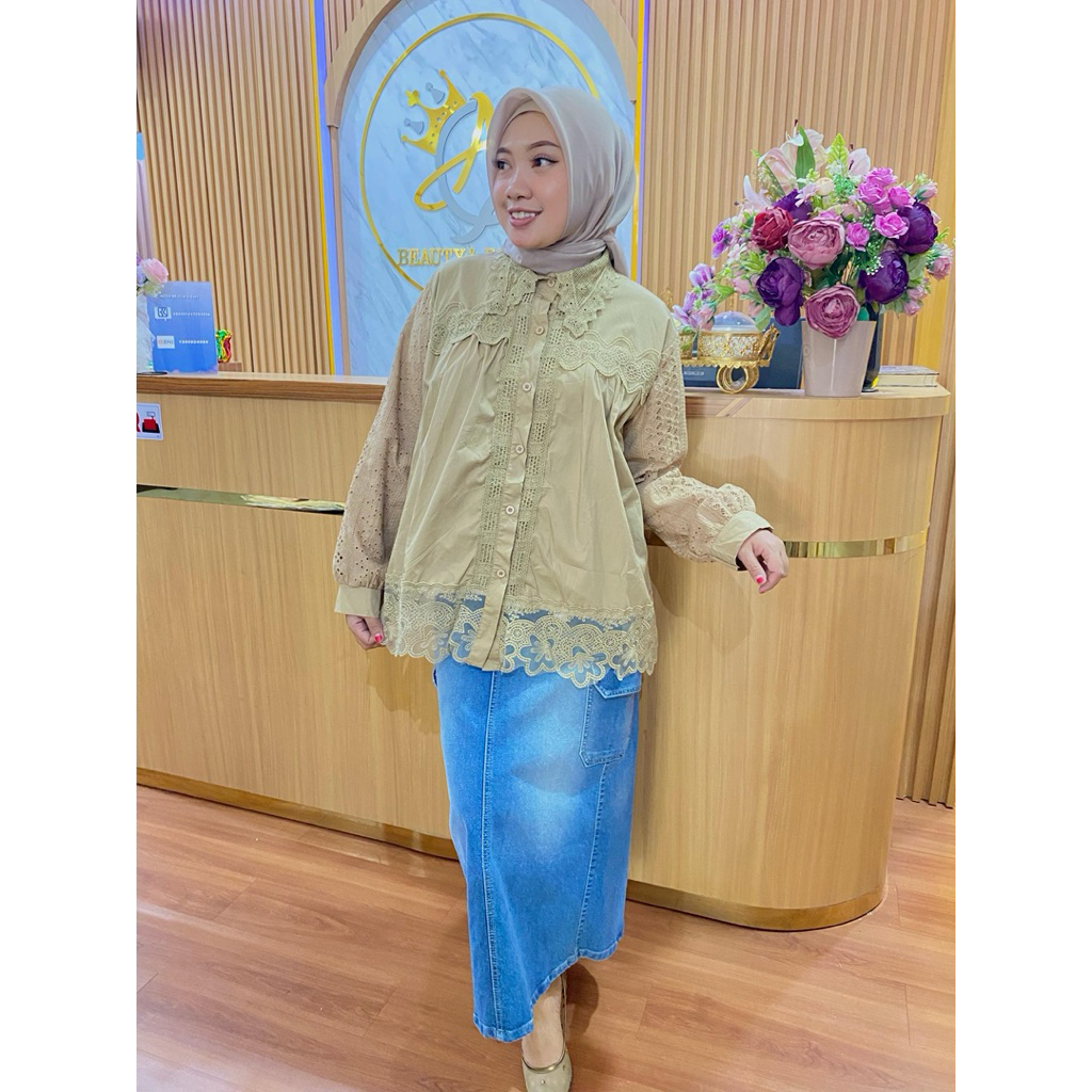 kemeja jumbo atasan wanita blues jumbo firda