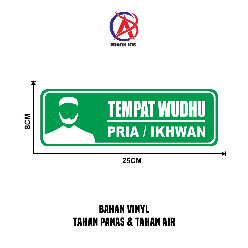 

Stiker Vinyl Petunjuk Arah Tempat Wudhu Untuk Pria 25 x 8 cm