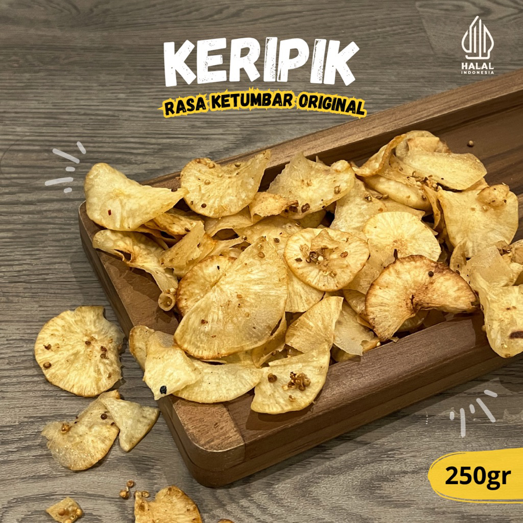 

keripik singkong rasa ketumbar 250 gram, camilan gurih asin