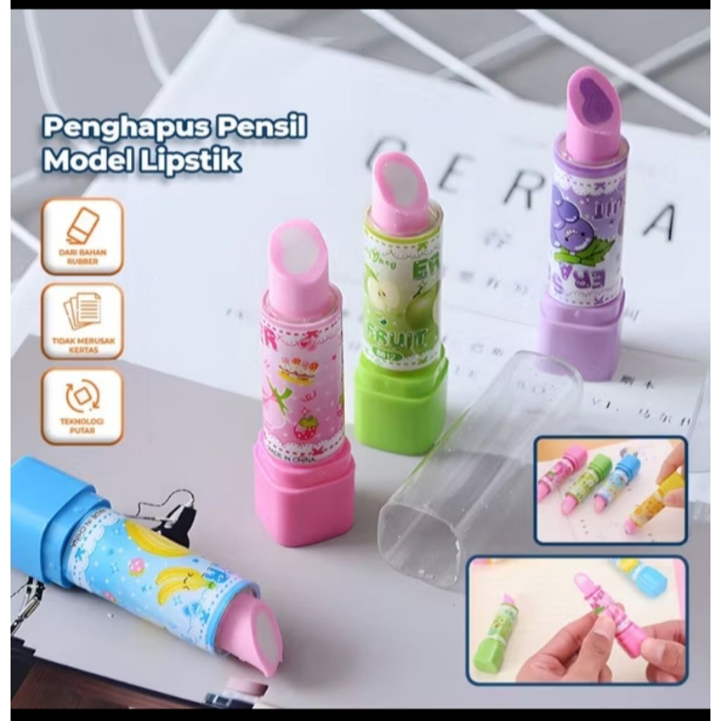 

penghapus pensil lipstik/alat perlengkapan sekolah anak