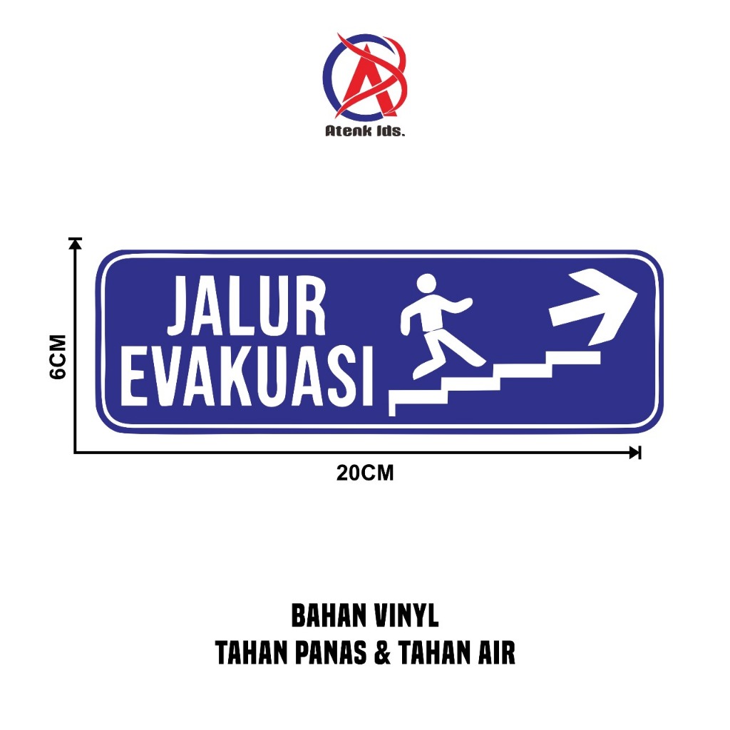 

Stiker Vinyl Jalur Evakuasi Naik Tangga Kanan, Stiker K3 / Stiker Safety 20x6 cm
