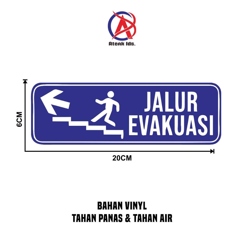 

Stiker Vinyl Jalur Evakuasi Naik Tangga Kiri Stiker K3 / Stiker Safety 20x6 cm