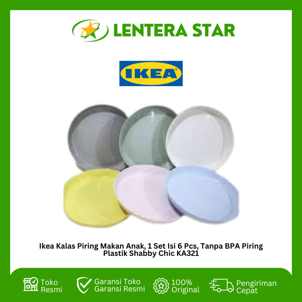 Ikea Kalas Piring Makan Anak, 1 Set Isi 6 Pcs, Tanpa BPA Piring Plastik Shabby Chic KA321