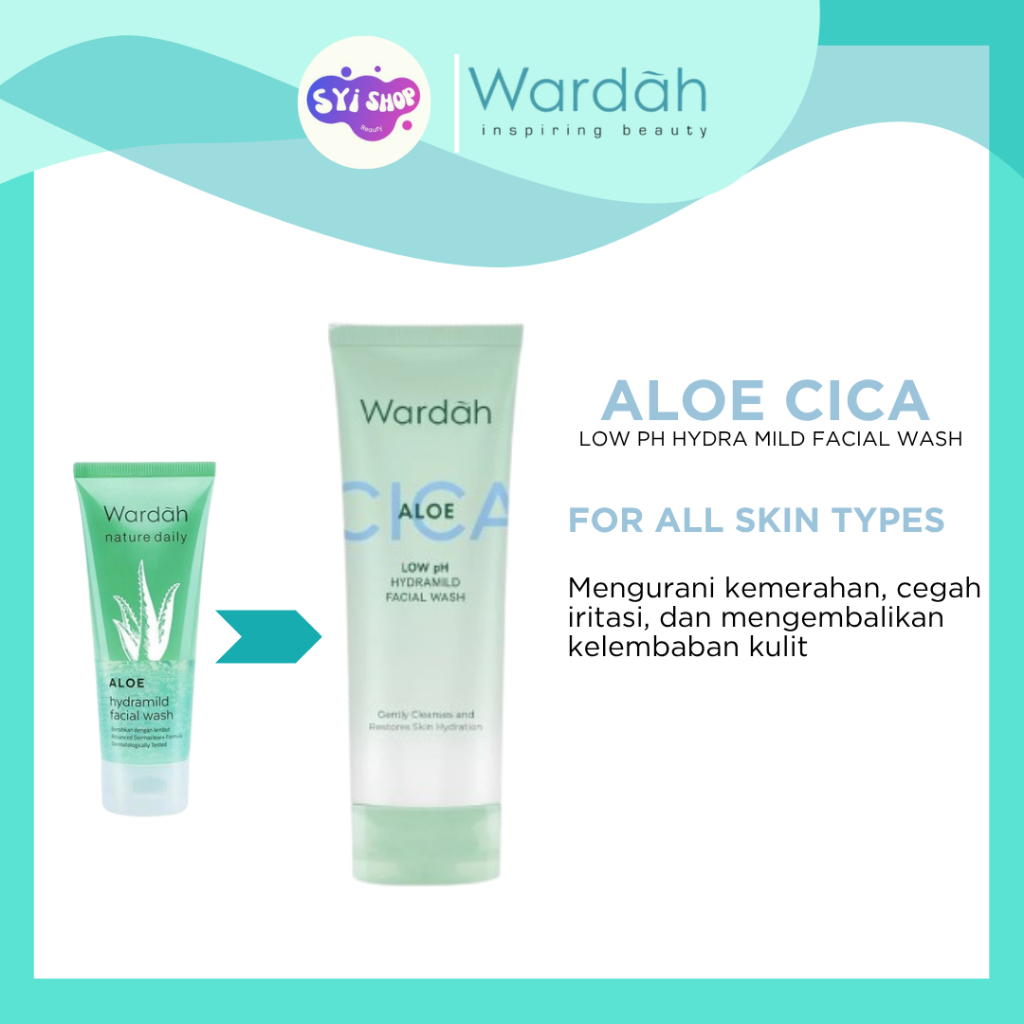 Wardah Nature Daily Aloe Hydramild Face Wash 60ml – Sabun Cuci Muka Aloe Vera Melembapkan Wajah