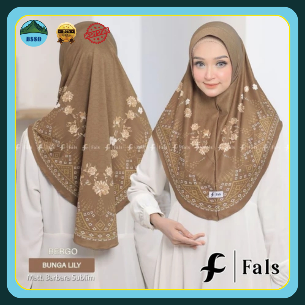 FALS | Bunga Lili Sublim | Hijab Instan Pet Motif | Kerudung Instan Pet Oval | Jilbab Motif Sublim |