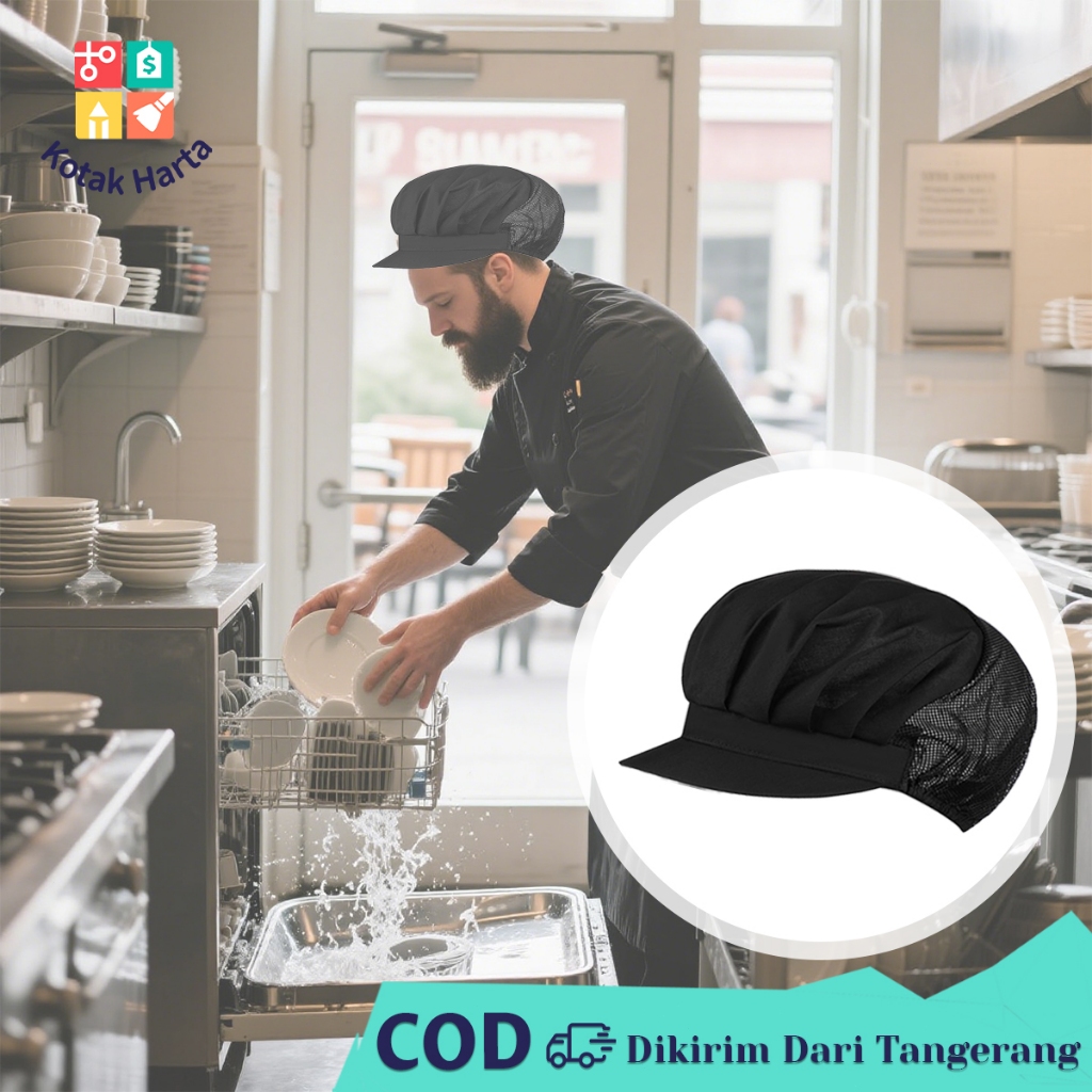 Hairnet Topi Kain Topi Perawat Bernapas Topi Koki Chef Tahan Debu Topi Visor Tahan Lama Premium