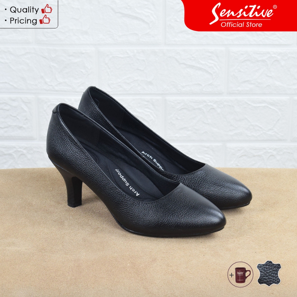 SENSITIVE SC Celine 6500 Hitam Sepatu Kulit Pantofel Wanita